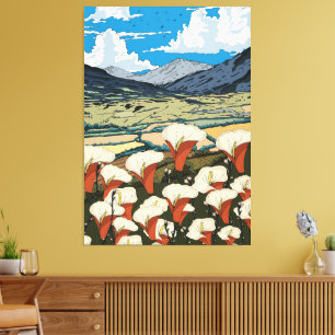 Toile Paysage de prairie de fleurs sauvages magnifiques