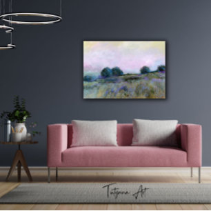 Toile Paysage de prairie violette bleue