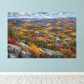 Toile Paysage de rivière automnale