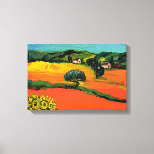 Toile paysage de Toscane avec tournesols