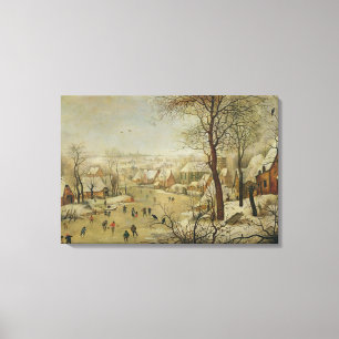 Toile Paysage d'hiver avec le piège d'oiseau (huile sur