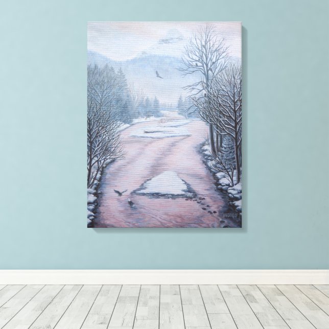 Toile Paysage d'hiver Peinture 9 Aigles Rivière Impressi (Insitu (Plancher de Bois))