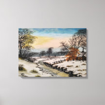 Paysage d'hiver, peinture acrylique