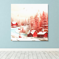 Paysage d'hiver scandinave en 3D