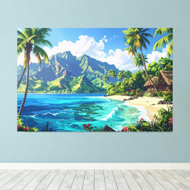 Toile paysage d'île du Pacifique (Insitu (Plancher de Bois))
