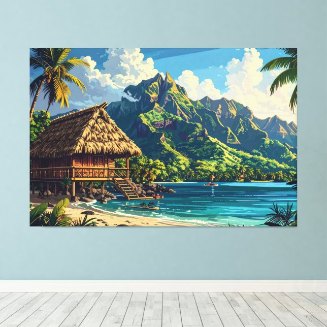 Toile Paysage d'île du Pacifique 002 (Insitu (Plancher de Bois))
