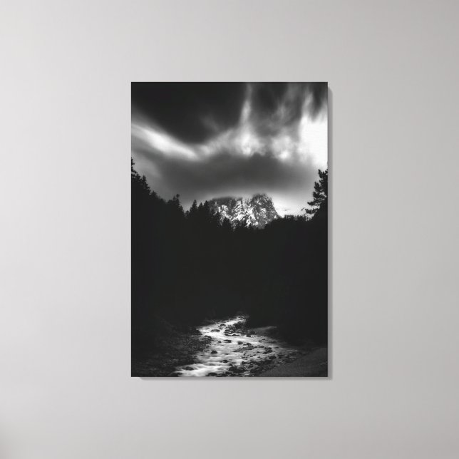 Toile Paysage dramatique de montagnes et de rivière (Recto)