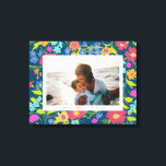 Toile Paysage Fleur sauvage Cadre Fête des Mères Cadeau<br><div class="desc">Célébrez un moment familial préféré avec cette photo horizontale personnalisée toile art et lunatique,  bleu marine,  cadre motif fleur sauvage peint avec texte éditable et lui donner un cadeau d'une nature sur lequel elle peut travailler encore et encore.</div>