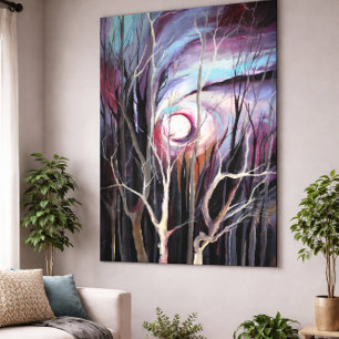 Toile Paysage forestier abstrait mystique dramatique