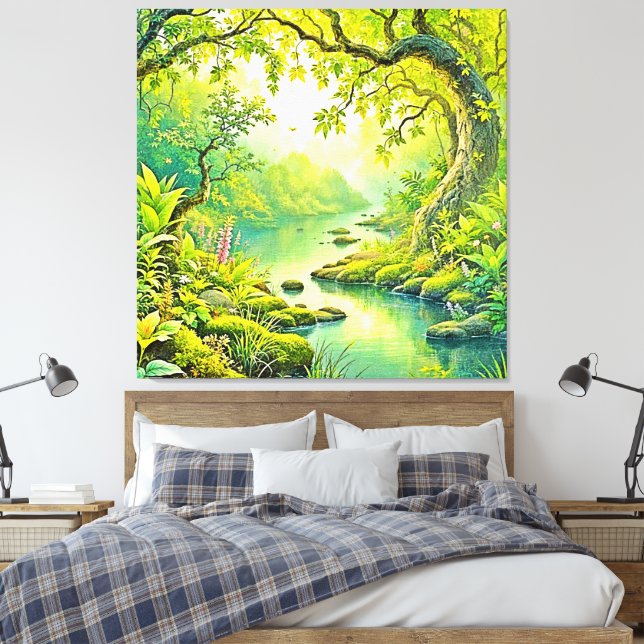 Toile Paysage forestier éclairé (Insitu(Chambre))