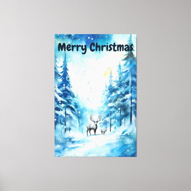 Toile Paysage hivernal aquarelle Noël Pôle Nord (Recto)