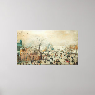 Toile Paysage hivernal avec patineurs de glace, Hendrick