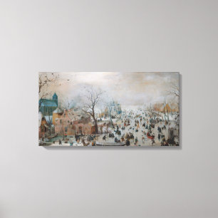 Toile Paysage hivernal avec patineurs par Hendrick Averc