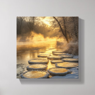 Toile Paysage hivernal avec vapeur montant