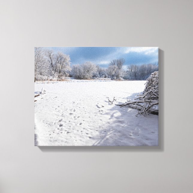 Toile paysage hivernal le long de l'étang et des forêts  (Recto)