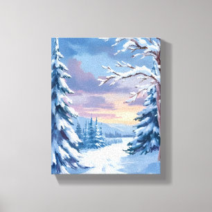 Toile Paysage hivernal merveilleux Peinture de montagn