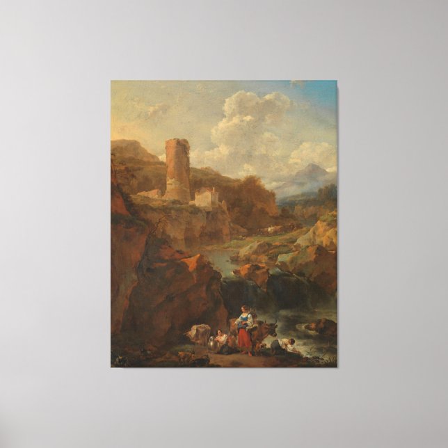 Toile Paysage italien, Nicolaes Pietersz. Berchem, 165 (Recto)