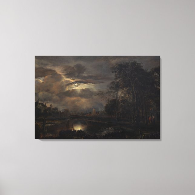 Toile Paysage Lune avec Pont (Recto)