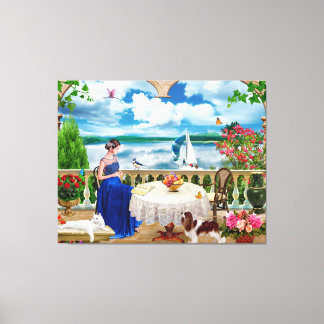 Toile Paysage nature Montagne Femme chat chien animaux P