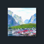 Toile Paysage norvégien pittoresque Iles Lofoten Norvège<br><div class="desc">Paysage norvégien pittoresque Lofoten Island Norway - village de pêcheurs pittoresque de Reine,  île Lofoten,  Norvège - avec fjord pittoresque,  côte de mer et hauts sommets de montagne.</div>