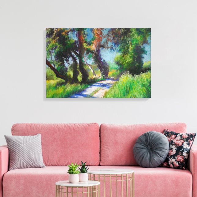 Toile Paysage Pastel d'Oliveraie Ensoleillée (Insitu(Salon))