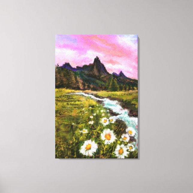 Toile Paysage printanier - Floraison - Peinture original (Recto)
