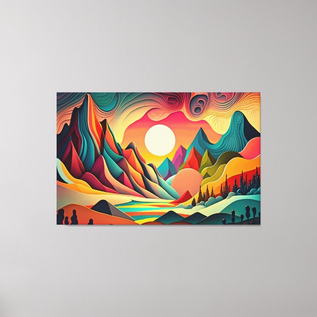 Toile Paysage psychédélique coloré (Recto)