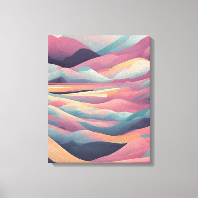 Toile Paysage rêvé du coucher du soleil dans les tons te (Recto)