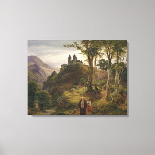 Toile Paysage romantique avec complexe de monastères