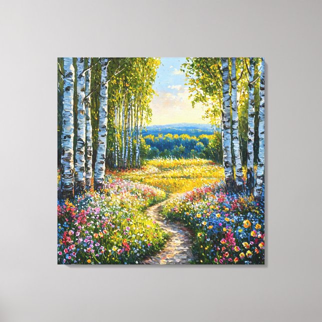 Toile Paysage serein de forêt de bouleaux (Recto)