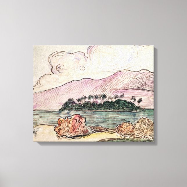 Toile Paysage tahitien (avec papier) (Recto)
