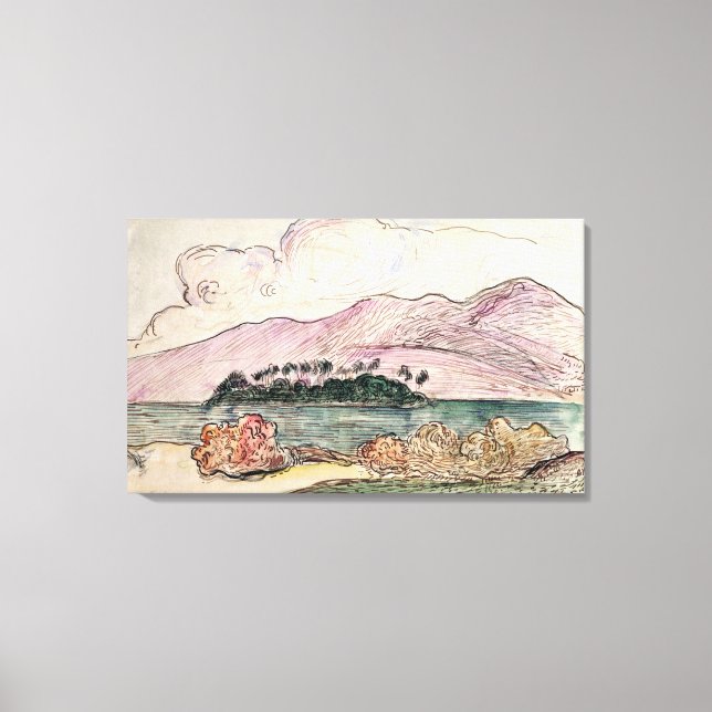 Toile Paysage tahitien (avec papier) (Recto)