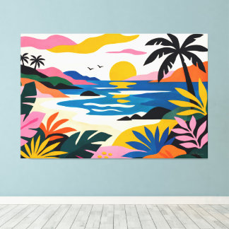 Toile Paysage tropical rétro moderne 02