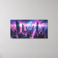 Paysage urbain abstrait cyberpunk lumineux