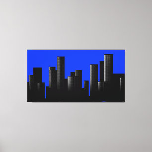 Toile paysage urbain bleu