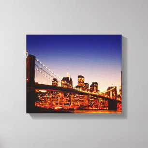Toile Paysage urbain de New York avec le pont au-dessus