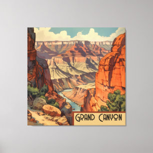Toile Paysage vintage du Grand Canyon dans le Sud-Ouest