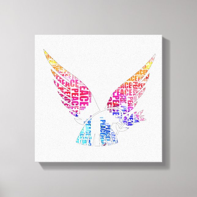 Toile Peace Dove. Aquarelle Harmony Hippie (Recto)
