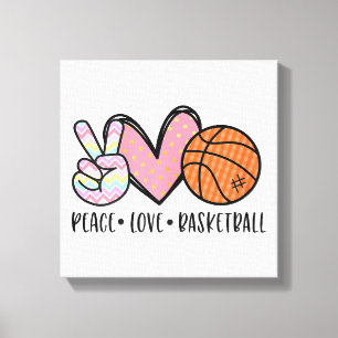 Toile Peace Love Basketball Coeur pour les Ados entre