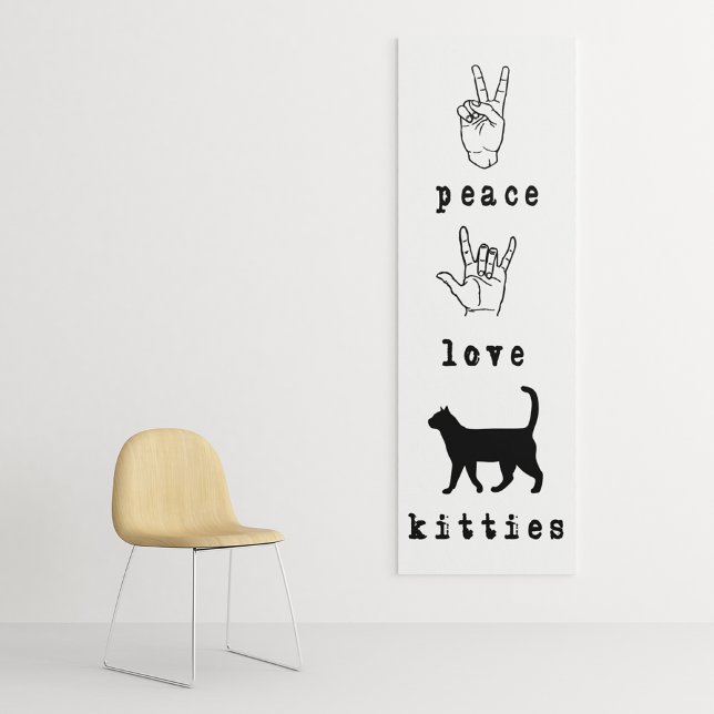 Toile Peace Love Kitties Amoureux des chats Art Canvas (Créateur téléchargé)