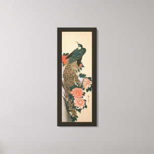 Toile Peacock and Peonies de Hiroshige, Art japonais