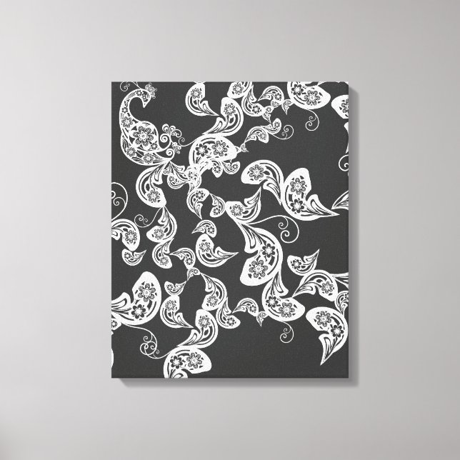 Toile Peacock Deco Art Canvas noir floral (Recto)