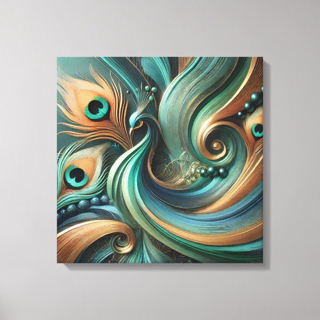 Toile Peacock Feathers in Abstract Flow Canvas Art (Recto)