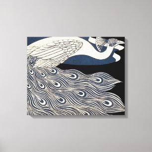 Toile Peacock Vintage Bleu Art Nouveau