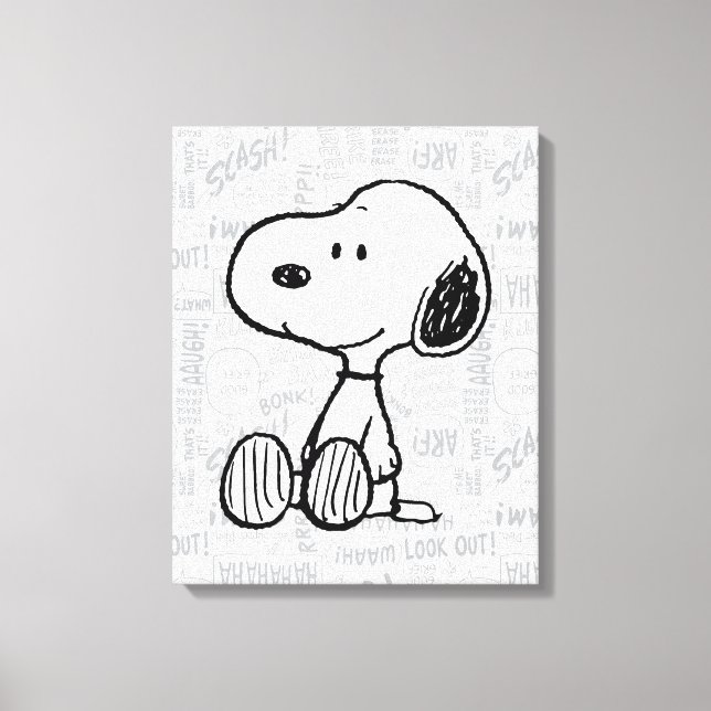 Toile PEANUTS | Snoopy on Black White Comics (Recto)