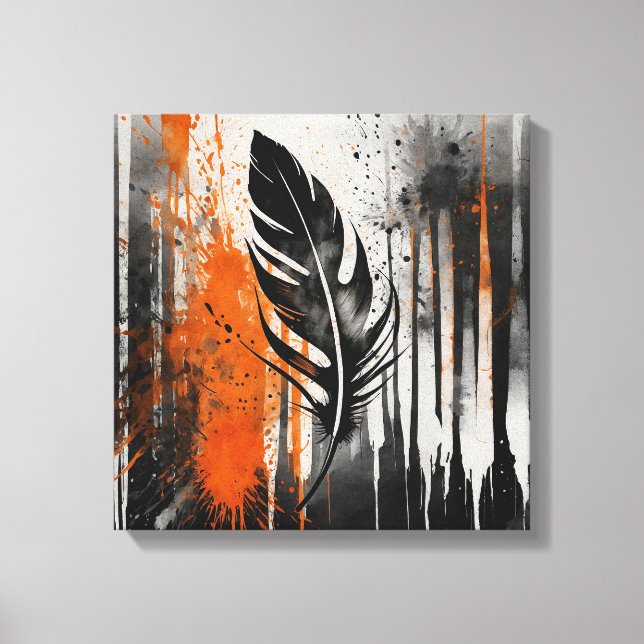 Toile Peau Abstraite orange noire (Recto)