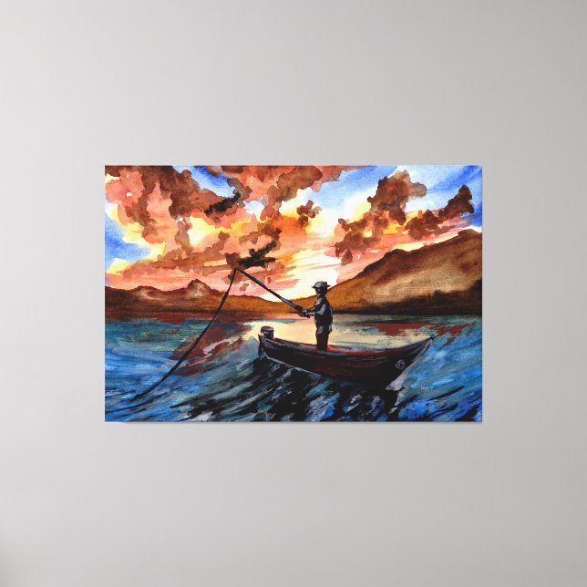 Toile Pêche au coucher du soleil (Recto)