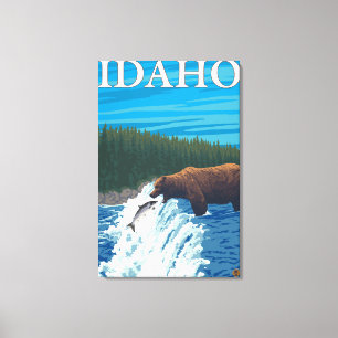 Toile Pêche d'ours en rivière - Idaho