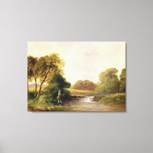 Toile Pêche : Jouant un poisson (huile sur la toile)