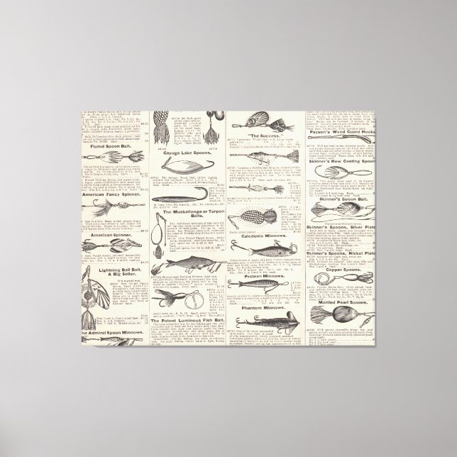 Toile Pêche vintage leures : pêcheur d'antiquité des ann (Recto)